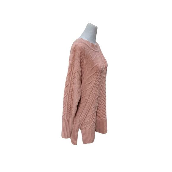 J. Crew Womens Wool Cable Knit Patchwork Tunic Sweater Size Small‎ Pink - Picture 10 of 13